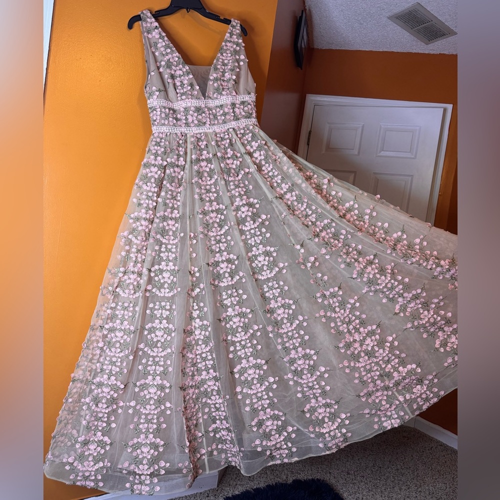 NWOT Bronx and Banco Megan Lace Maxi Dress /Gown in Rose. US Size XS - Picture 10 of 17